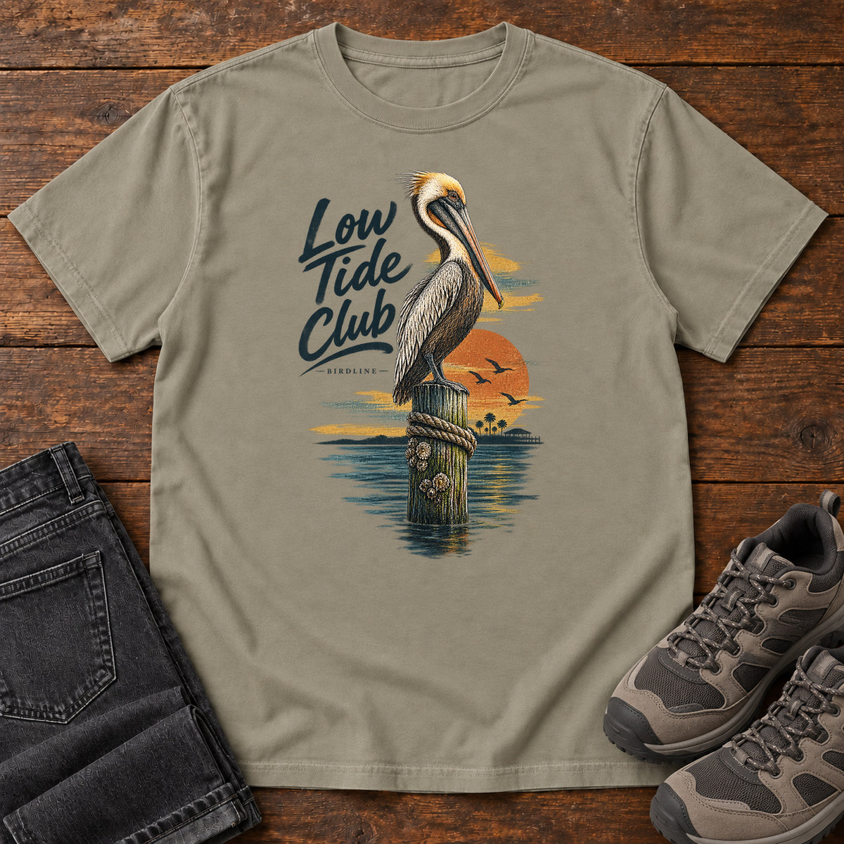 Low Tide Club Pelican T-Shirt in Sandstone