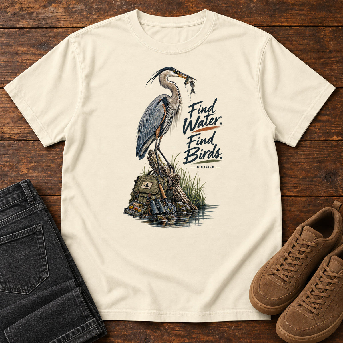 Find Where the Heron Backpack T-Shirt in Ivory