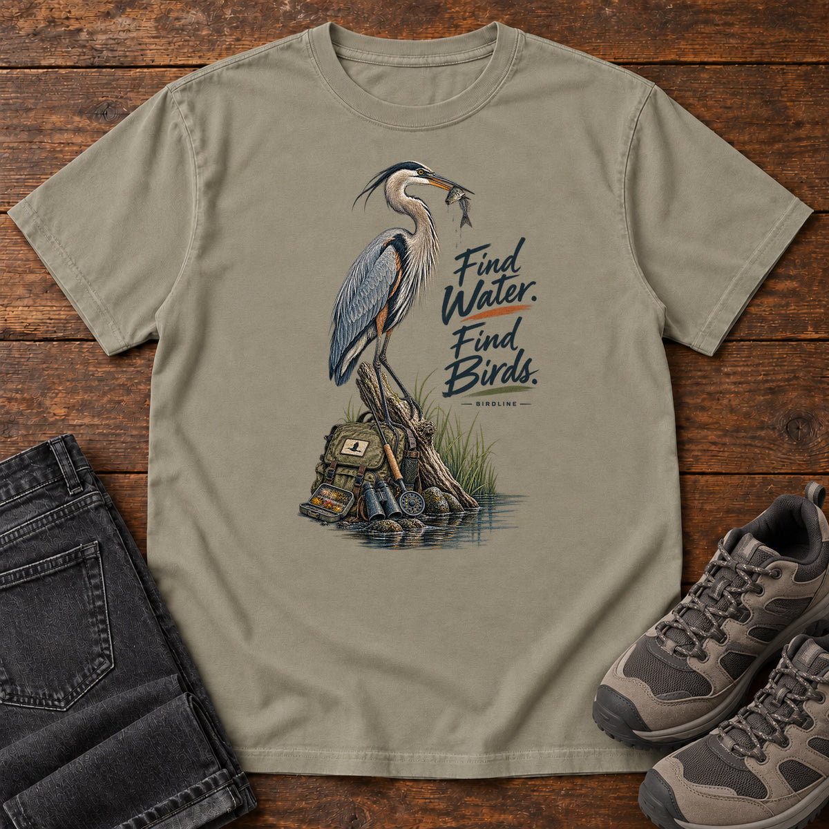 Find Where the Heron Backpack T-Shirt in Sandstone