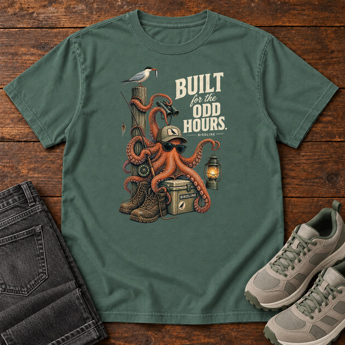 Built for the Odd Hours Octopus T-Shirt in Blue Spruce