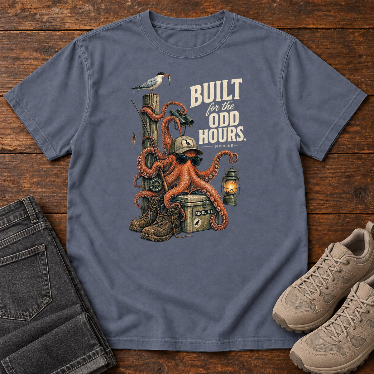 Built for the Odd Hours Octopus T-Shirt in Denim