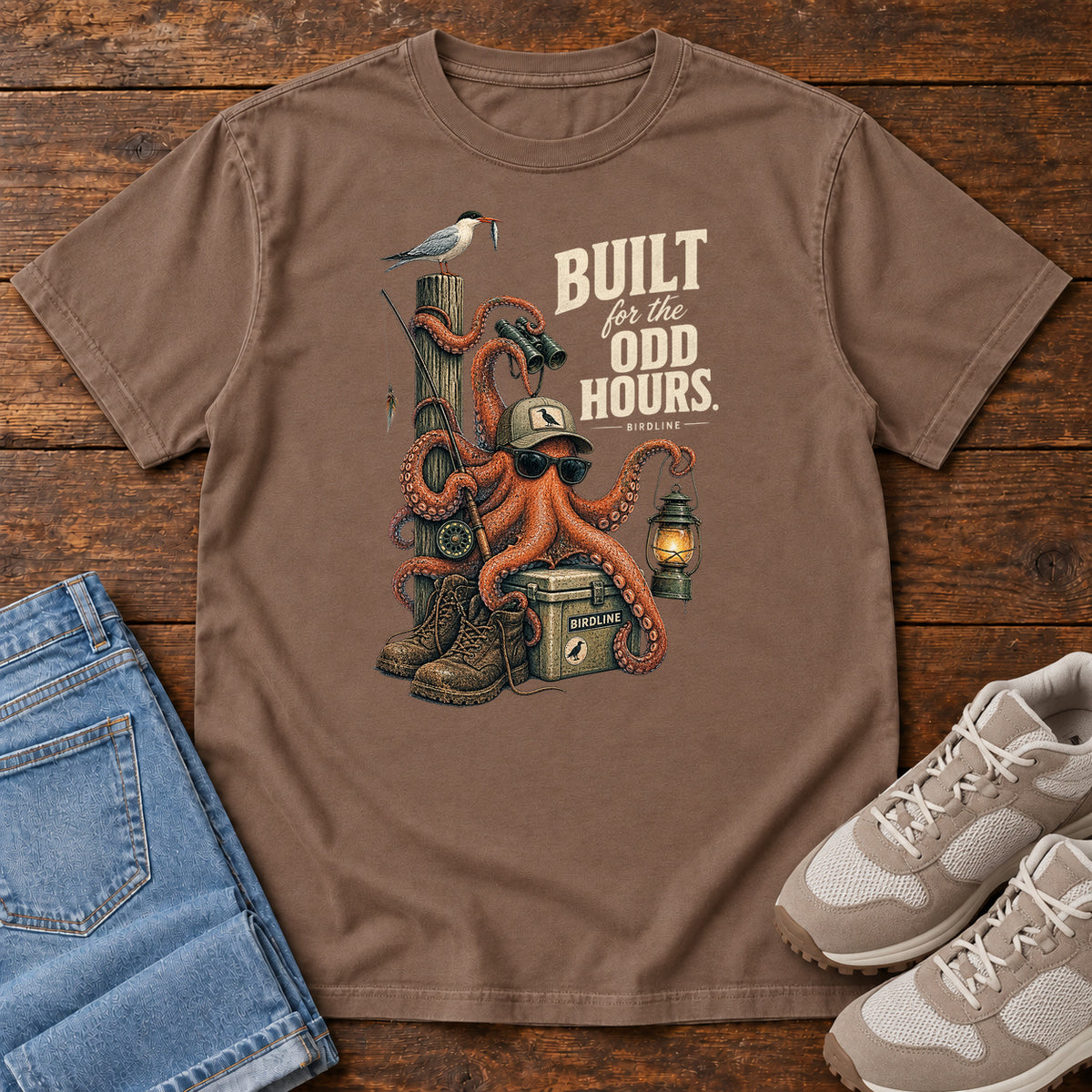 Built for the Odd Hours Octopus T-Shirt in Espresso