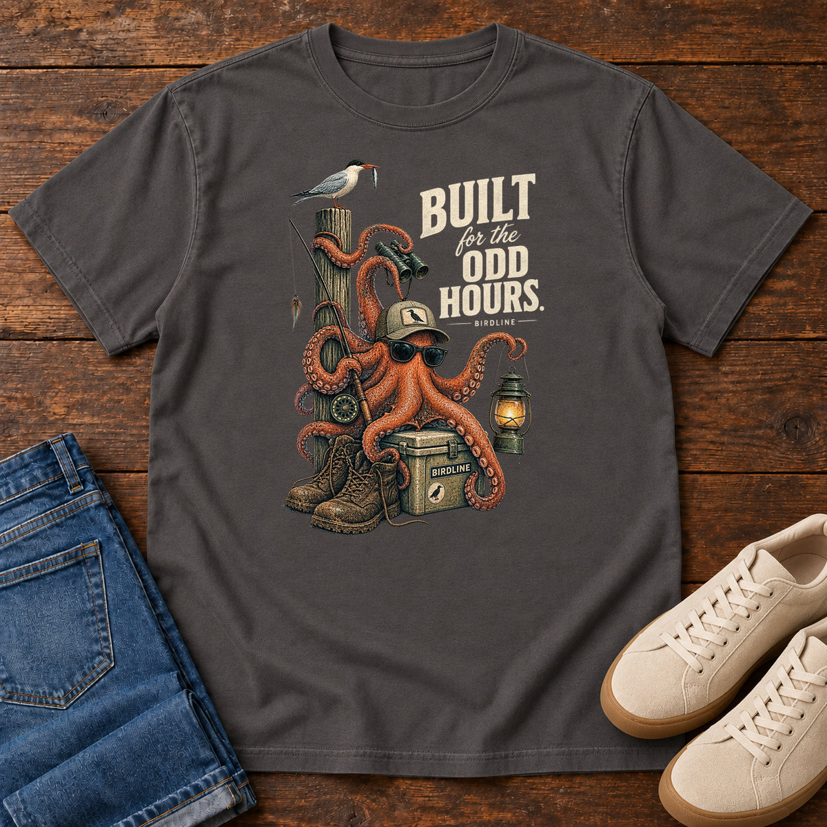 Built for the Odd Hours Octopus T-Shirt in Graphite