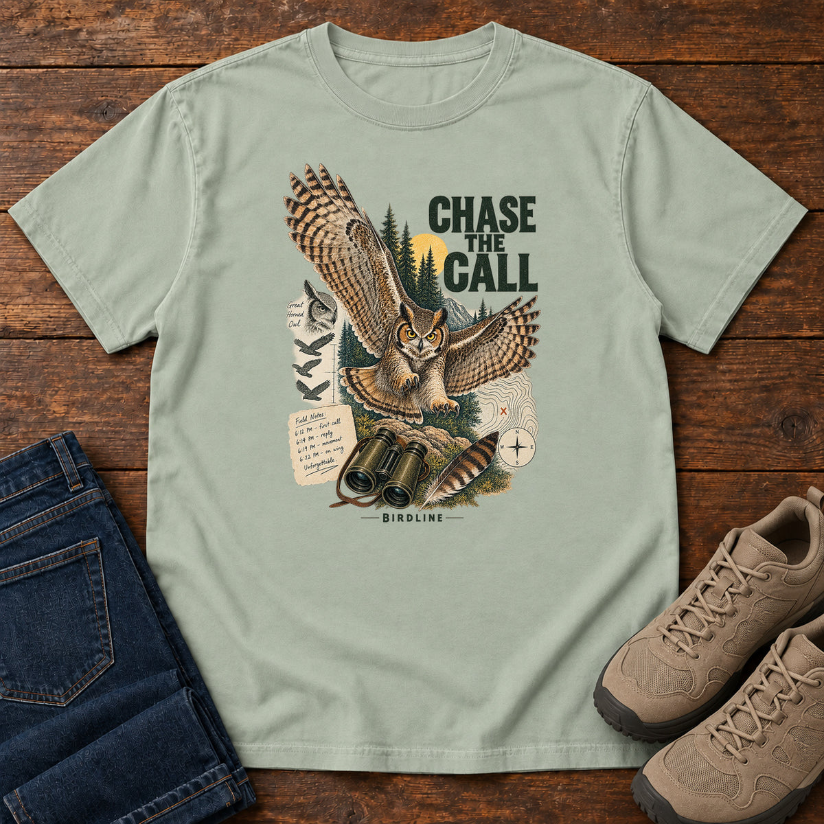 Chase the Call Owl T-Shirt in Bay