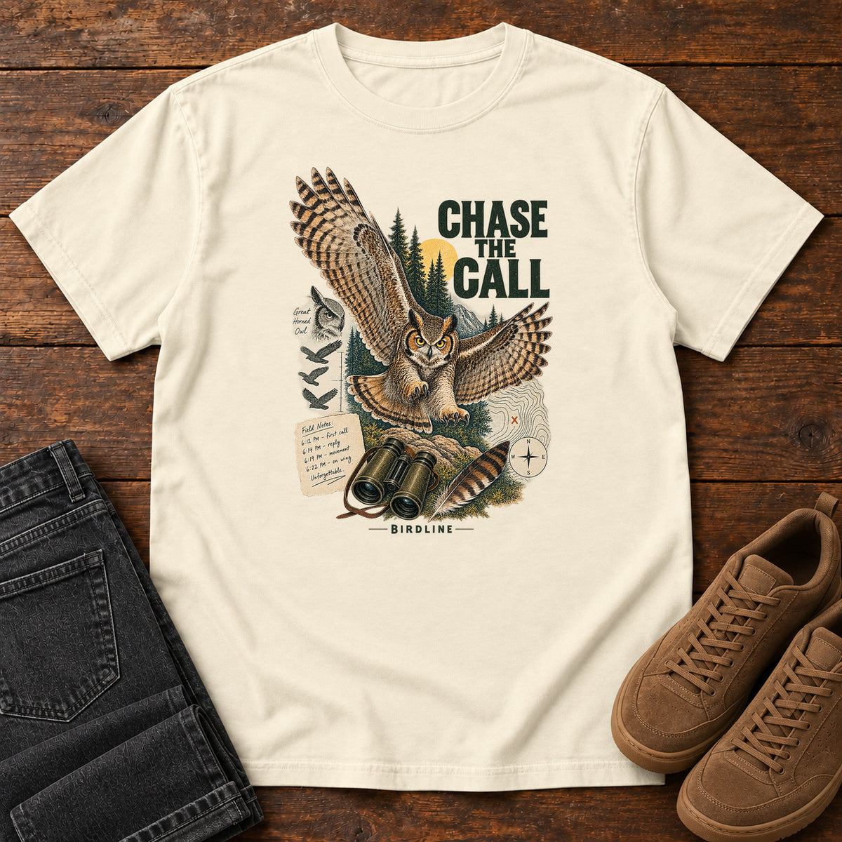 Chase the Call Owl T-Shirt in Ivory