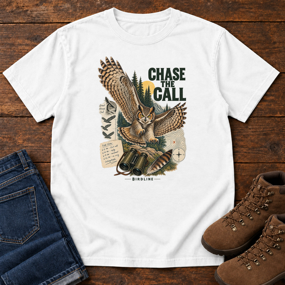 Chase the Call Owl T-Shirt in White