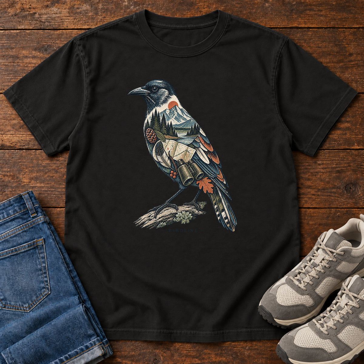 Rose Breasted Grosbeak Field Kit T-Shirt in Black