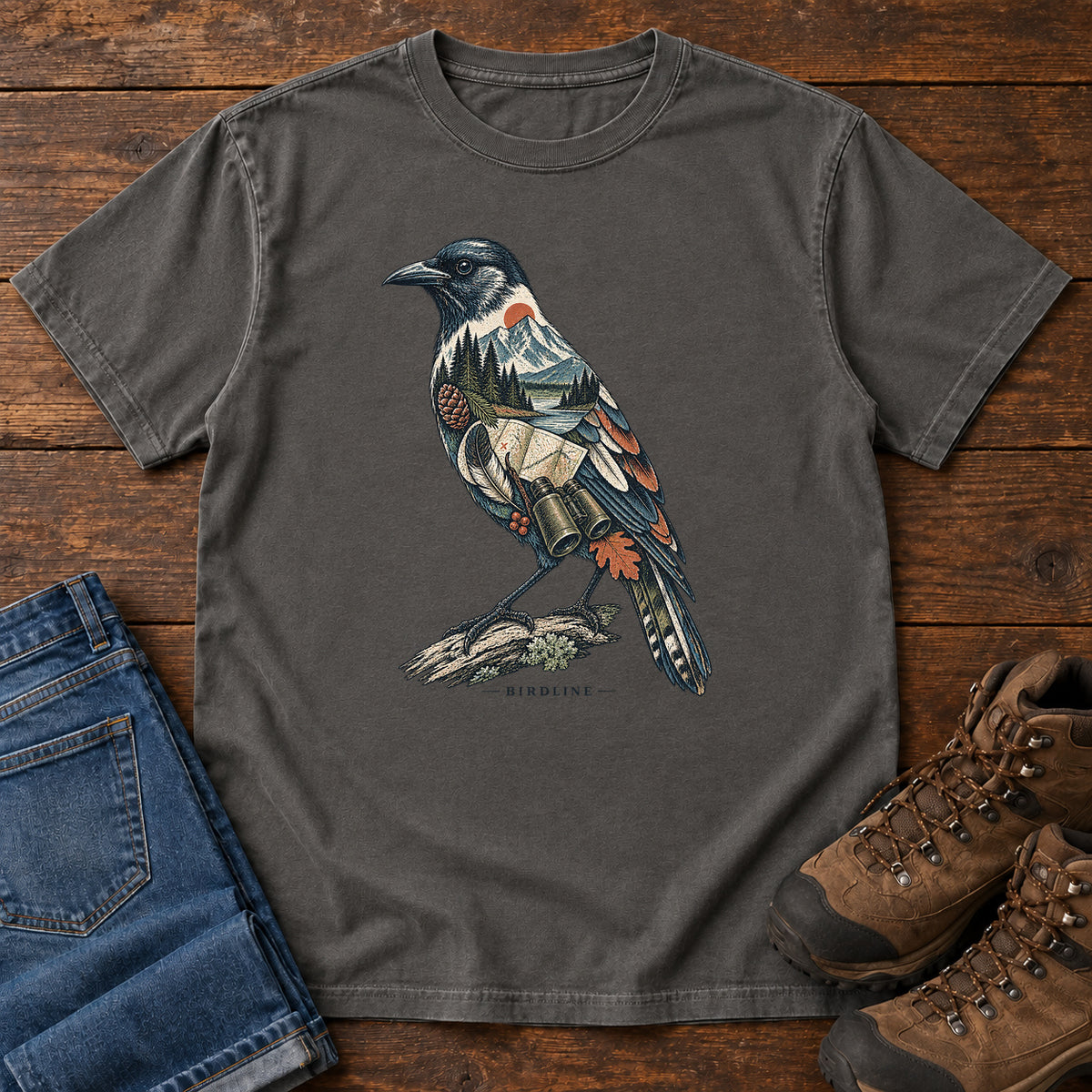 Rose Breasted Grosbeak Field Kit T-Shirt in Pepper