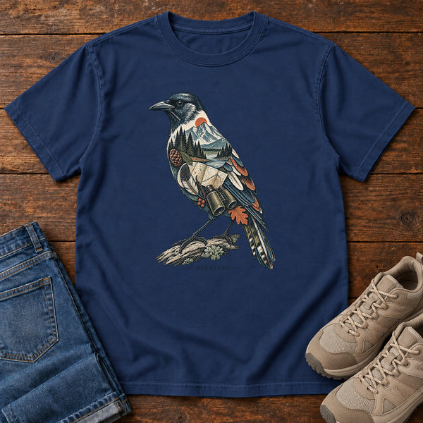 Rose Breasted Grosbeak Field Kit T-Shirt in True Navy, front view