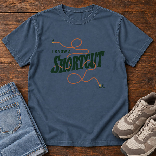 I Know a Shortcut T-Shirt in Midnight, front view