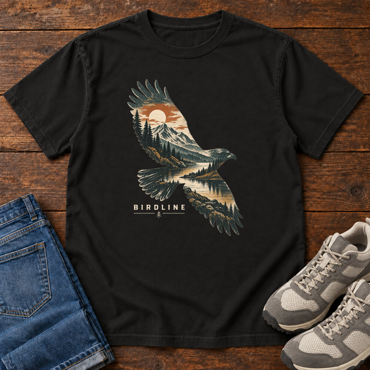 Eagle Mountain Double Exposure T-Shirt in Black