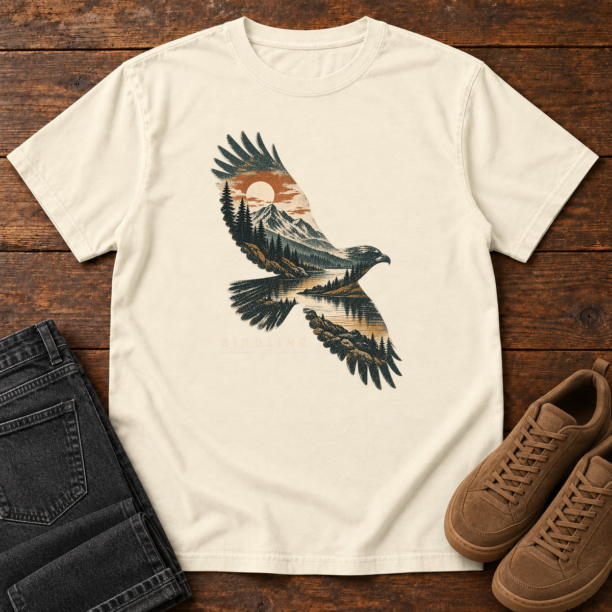 Eagle Mountain Double Exposure T-Shirt in Ivory