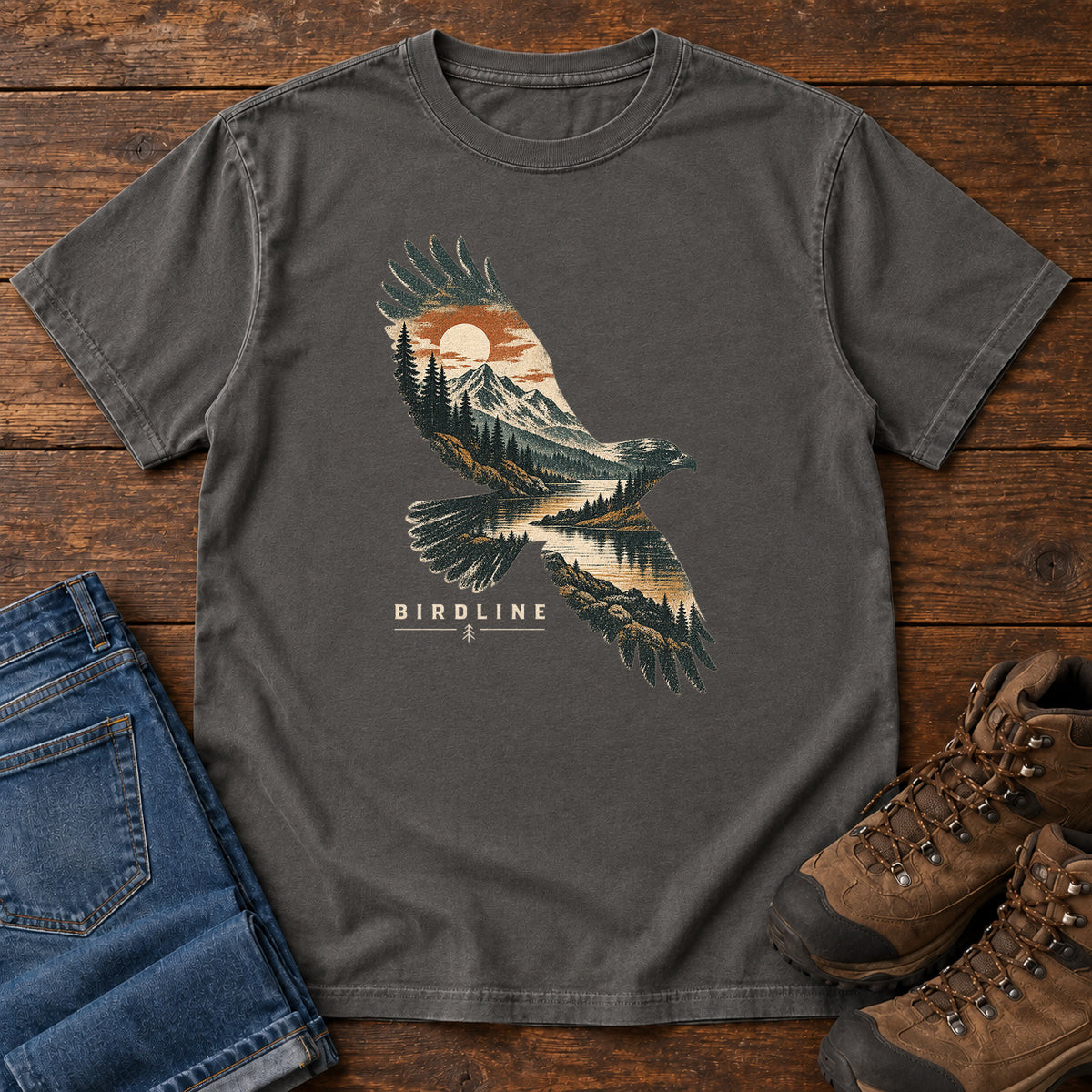 Eagle Mountain Double Exposure T-Shirt in Pepper