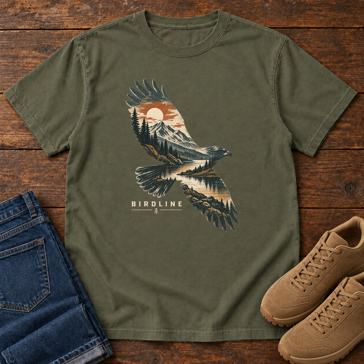 Eagle Mountain Double Exposure T-Shirt in Sage