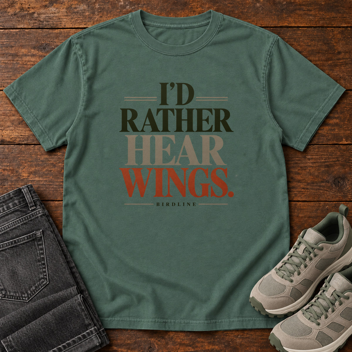 I'd Rather Hear Wings T-Shirt in Blue Spruce
