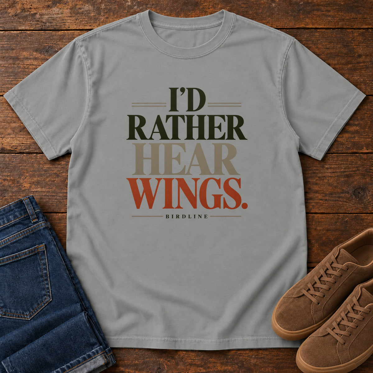 I'd Rather Hear Wings T-Shirt in Grey