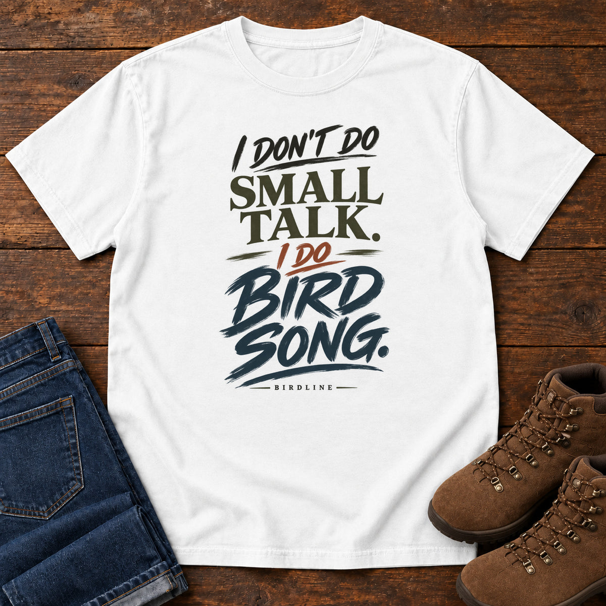 I Don't Do Small Talk I Do Birdsong T-Shirt in White
