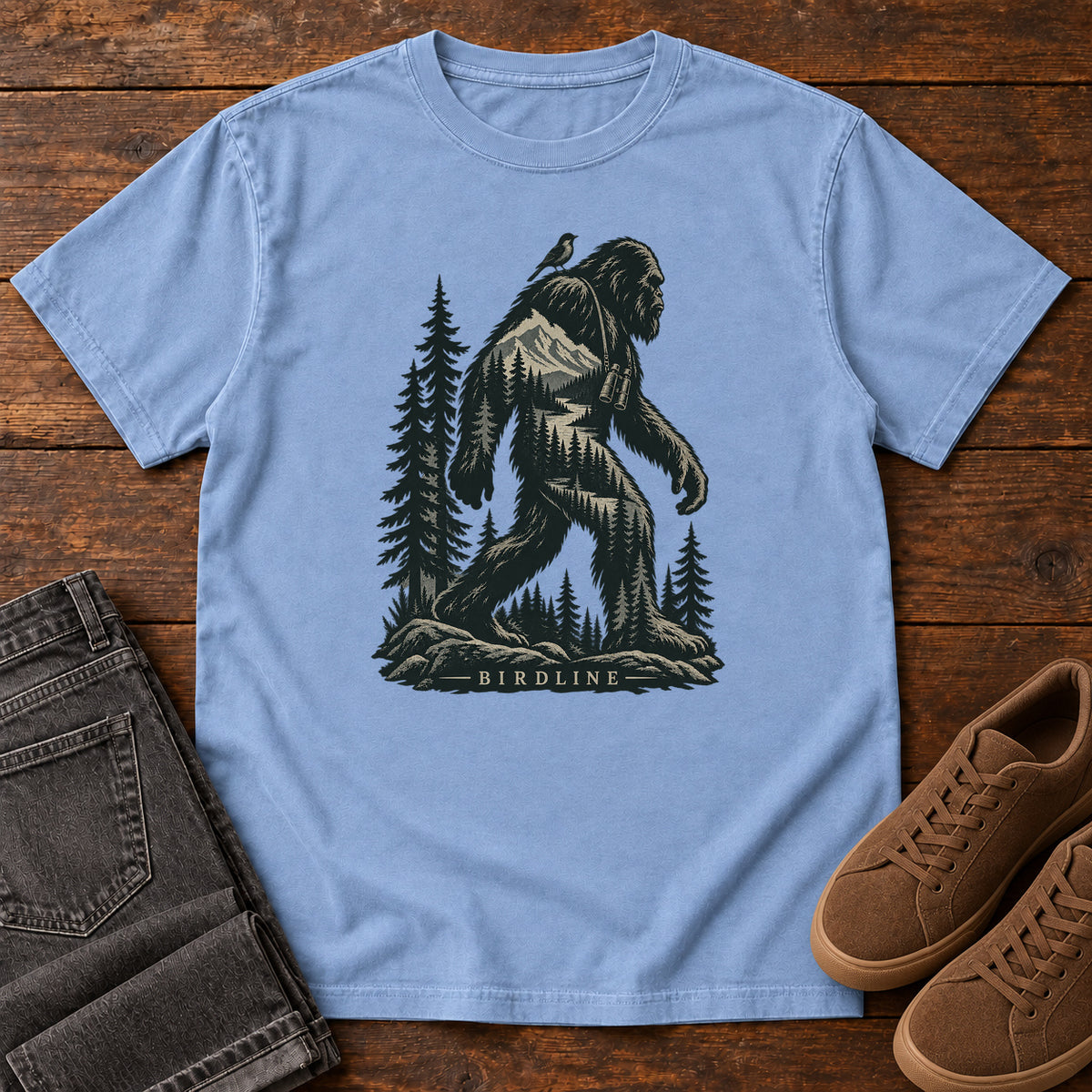 Bigfoot Forest T-Shirt in Washed Denim