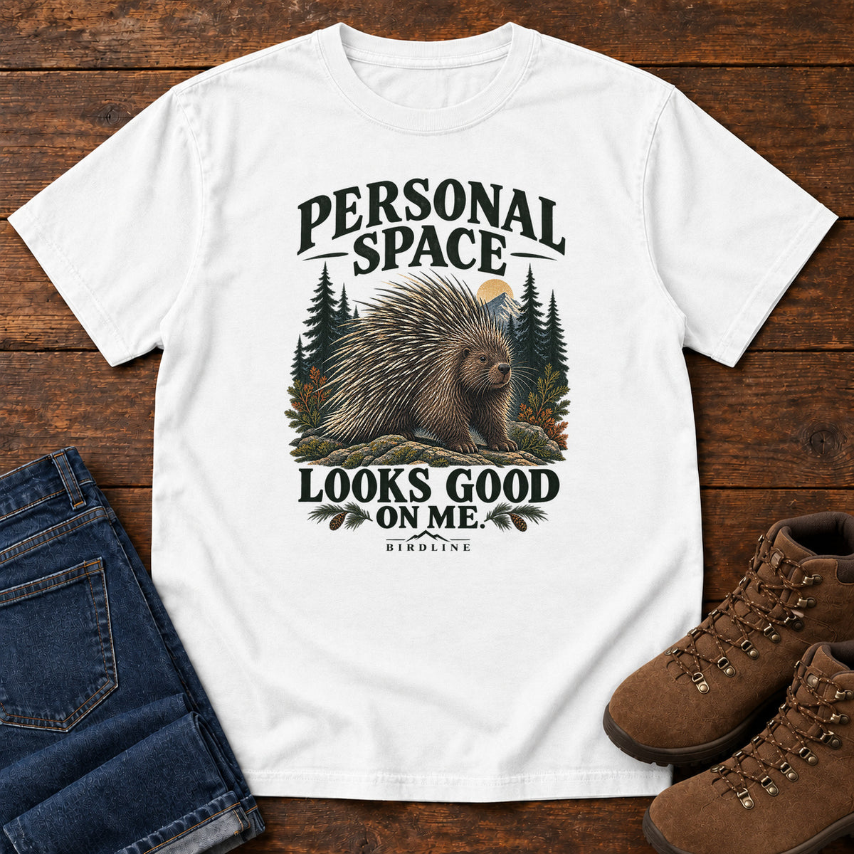 Personal Space Looks Good on Me Porcupine T-Shirt in White