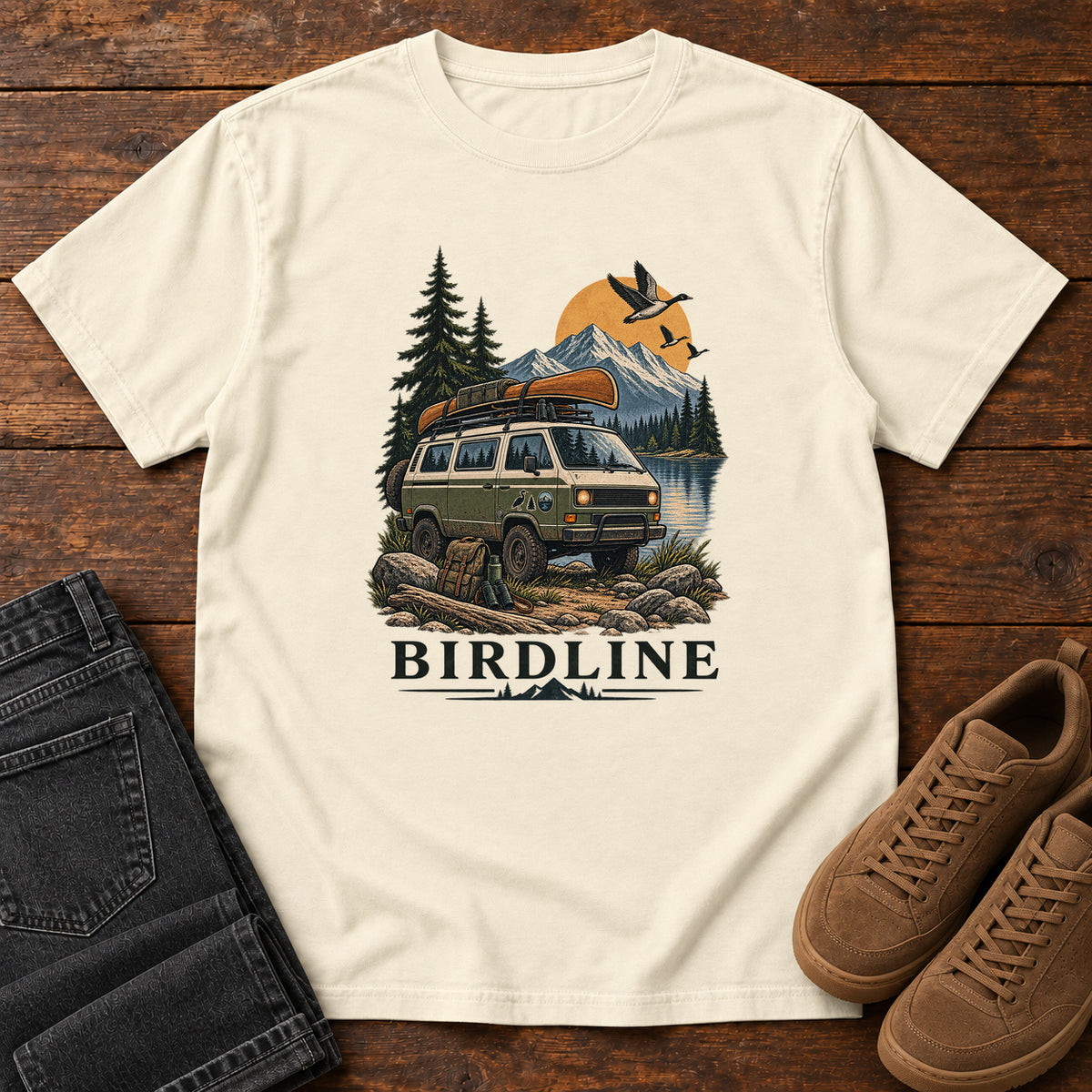 Birdline Camping Van T-Shirt in Ivory