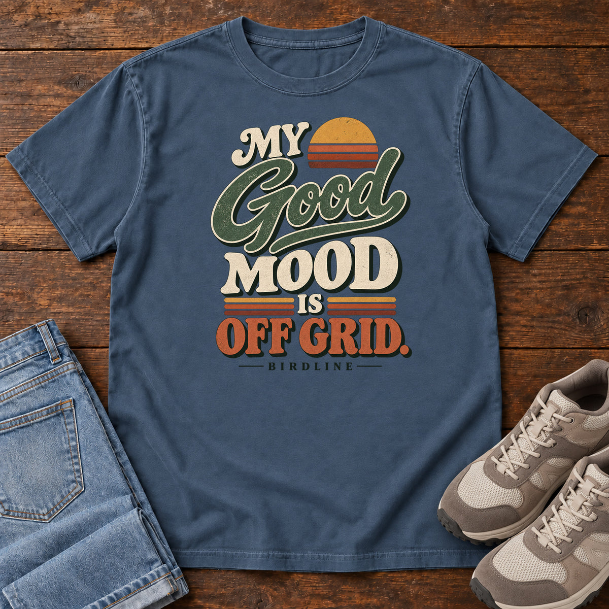 My Good Mood Is Off Grid T-Shirt in Midnight