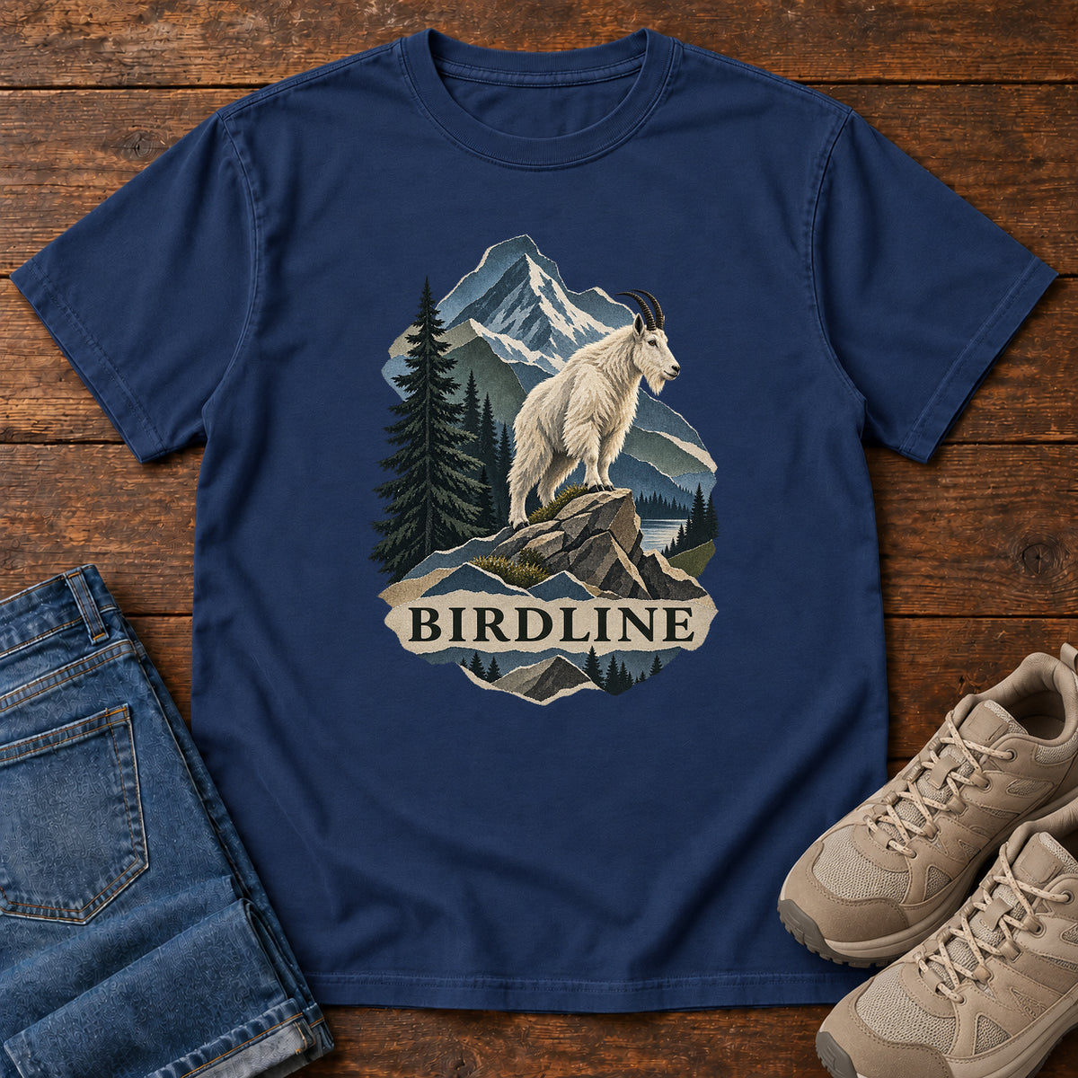 Mountain Goat T-Shirt in True Navy