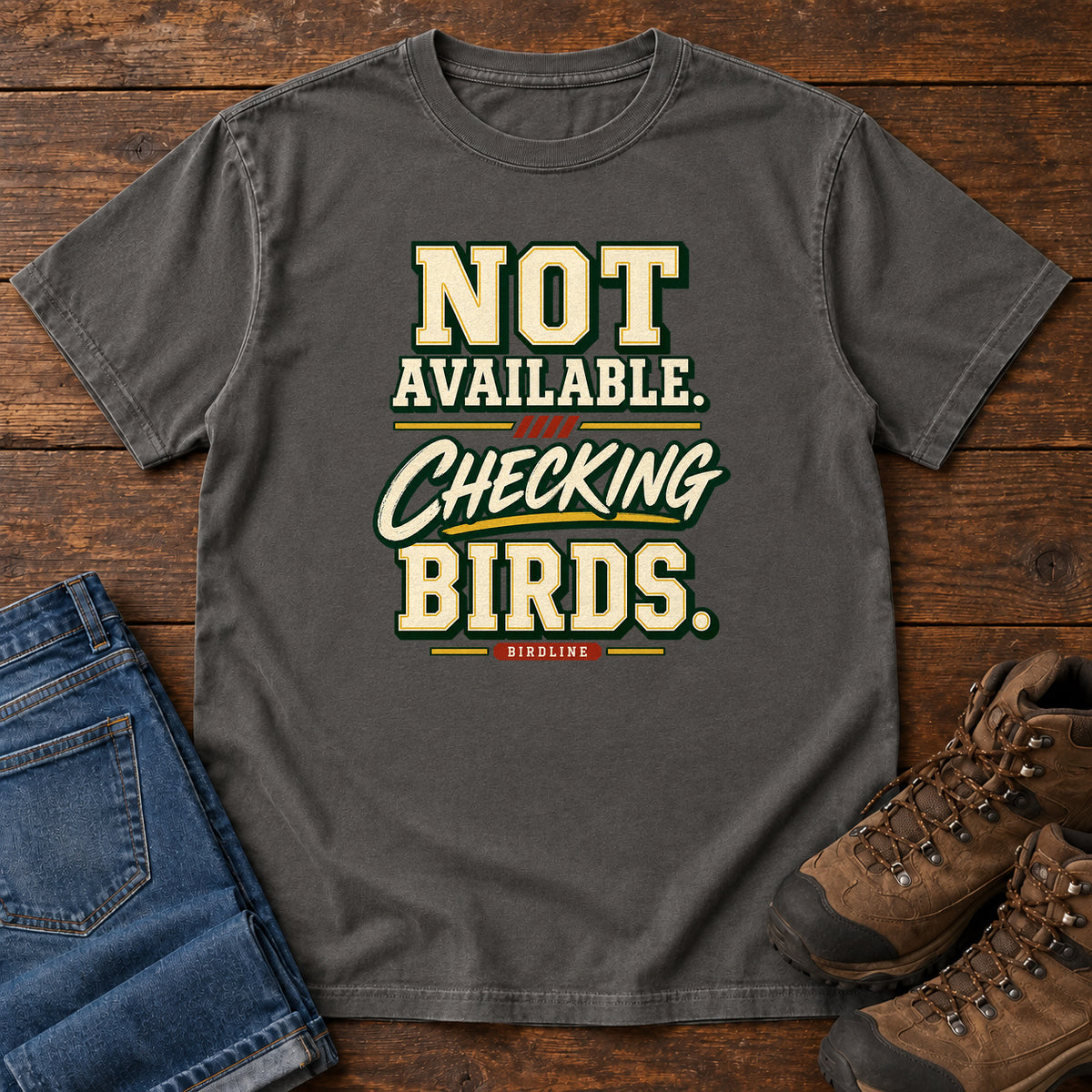 Not Available Checking Birds T-Shirt in Pepper