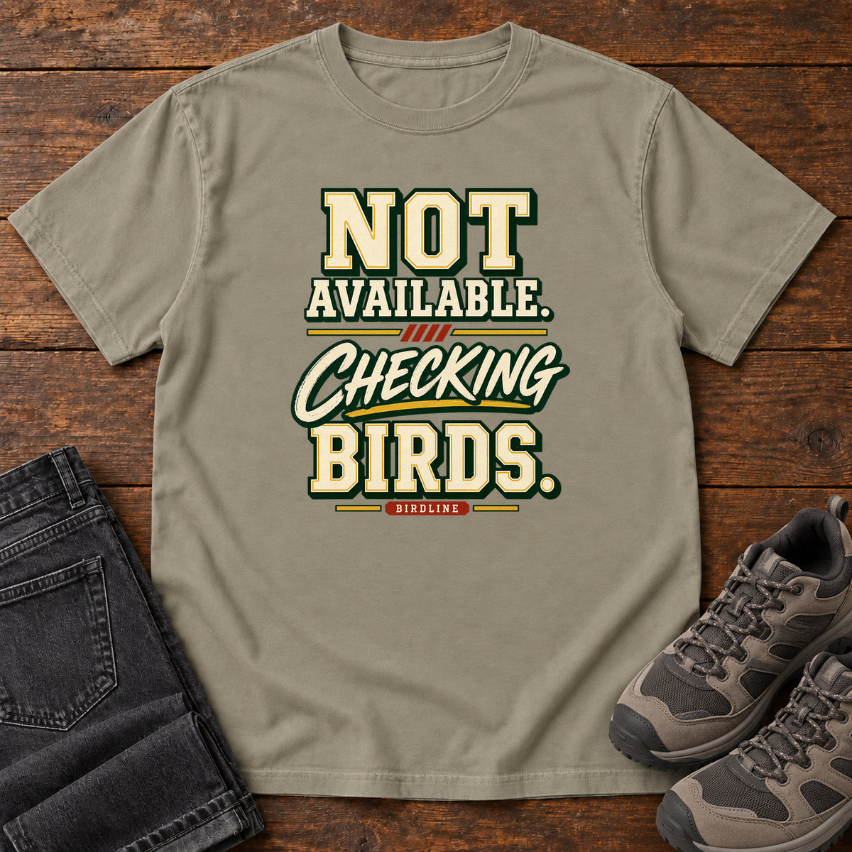 Not Available Checking Birds T-Shirt in Sandstone