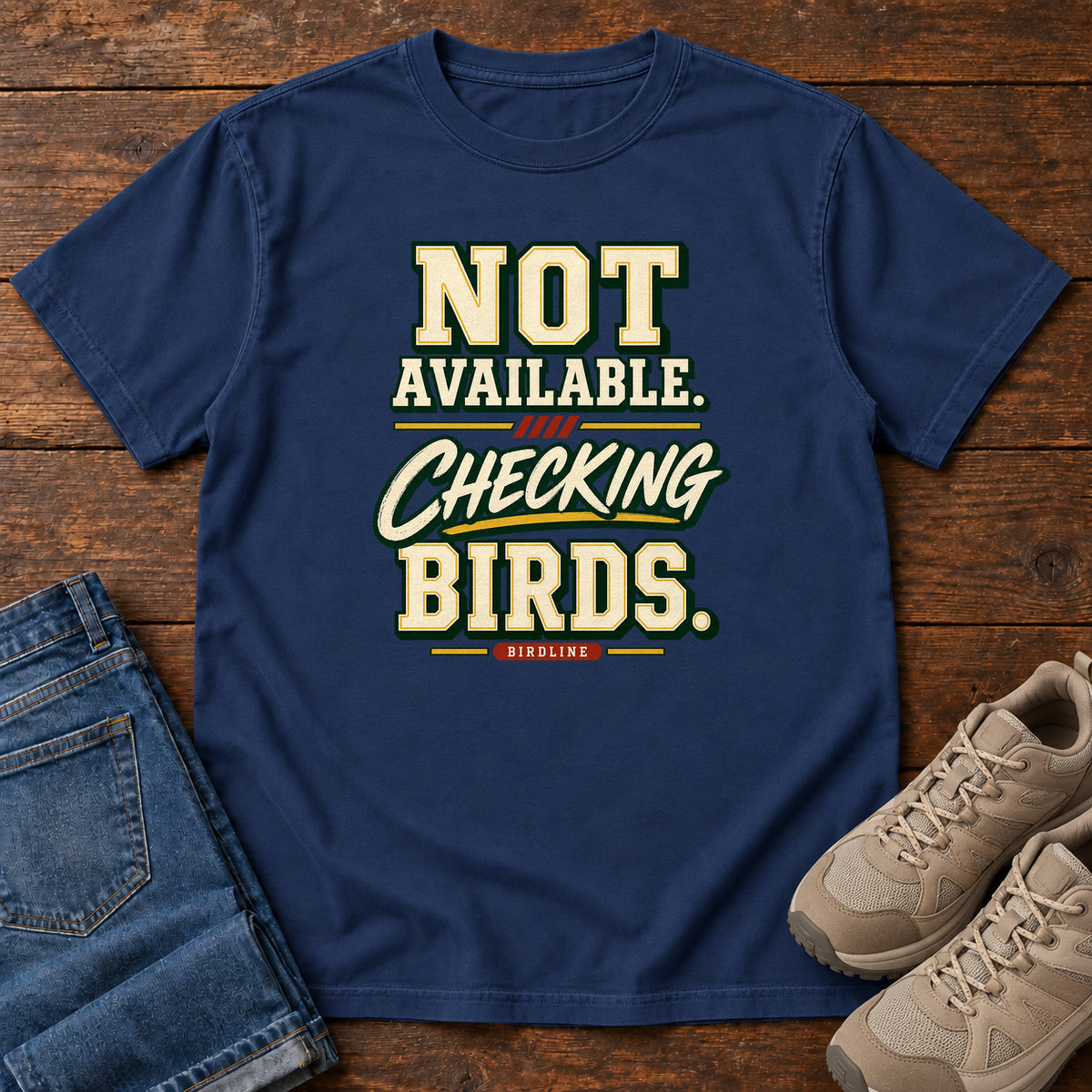 Not Available Checking Birds T-Shirt in True Navy