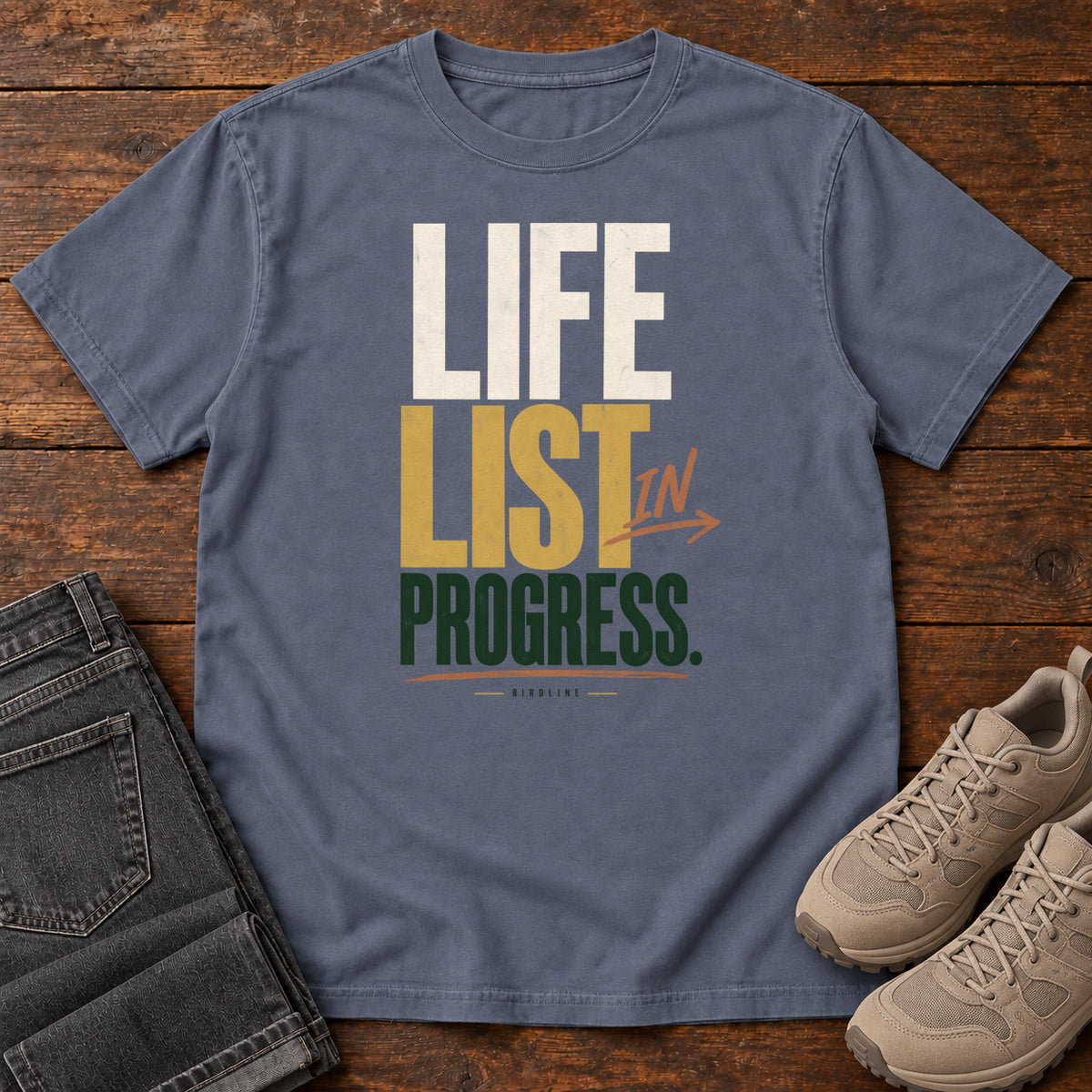 Life List in Progress T-Shirt in Denim