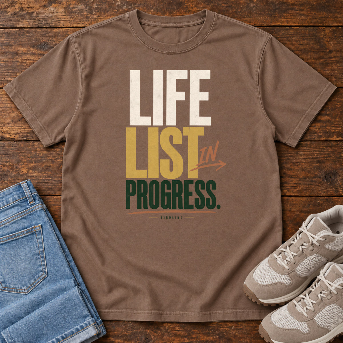 Life List in Progress T-Shirt in Espresso