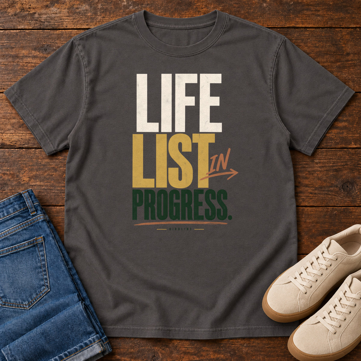 Life List in Progress T-Shirt in Graphite