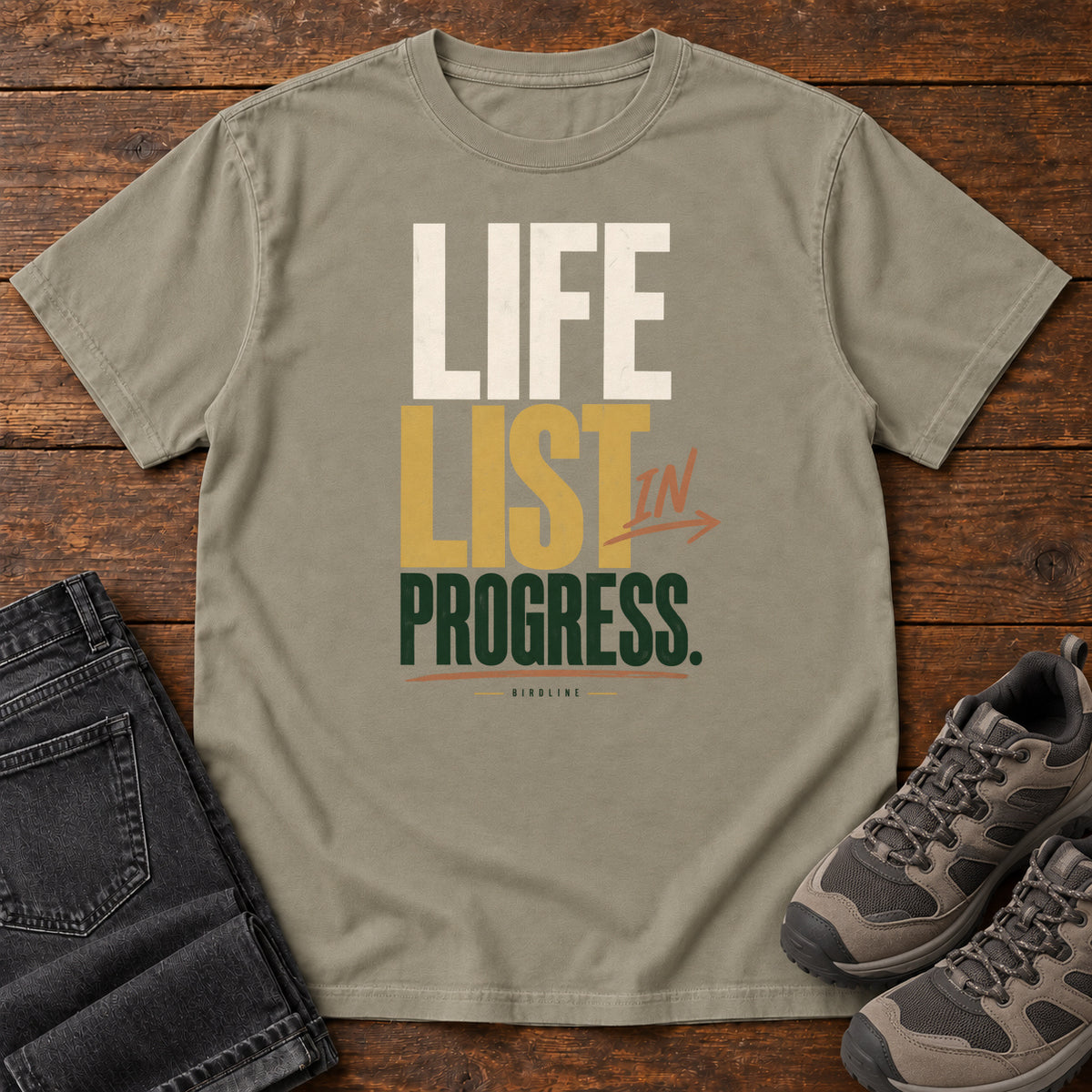 Life List in Progress T-Shirt in Sandstone