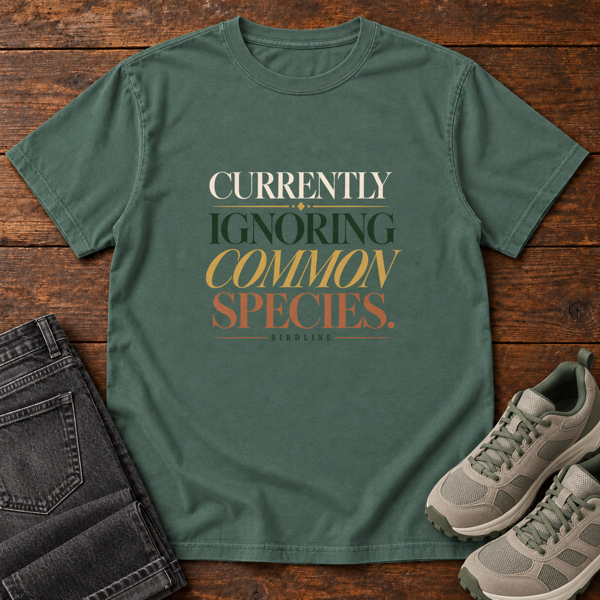 Currently Ignoring Common Species T-Shirt in Blue Spruce