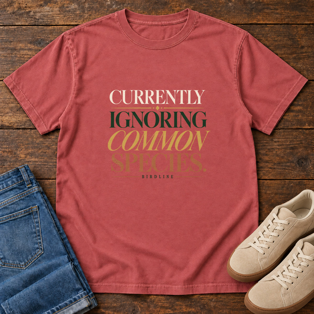 Currently Ignoring Common Species T-Shirt in Crimson