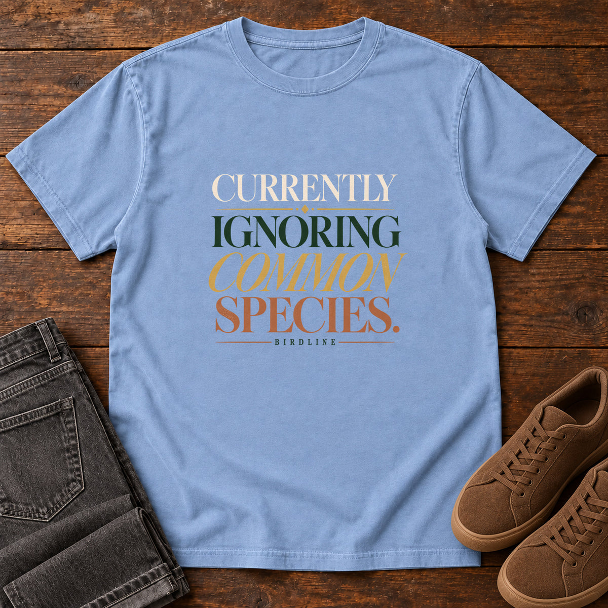 Currently Ignoring Common Species T-Shirt in Washed Denim