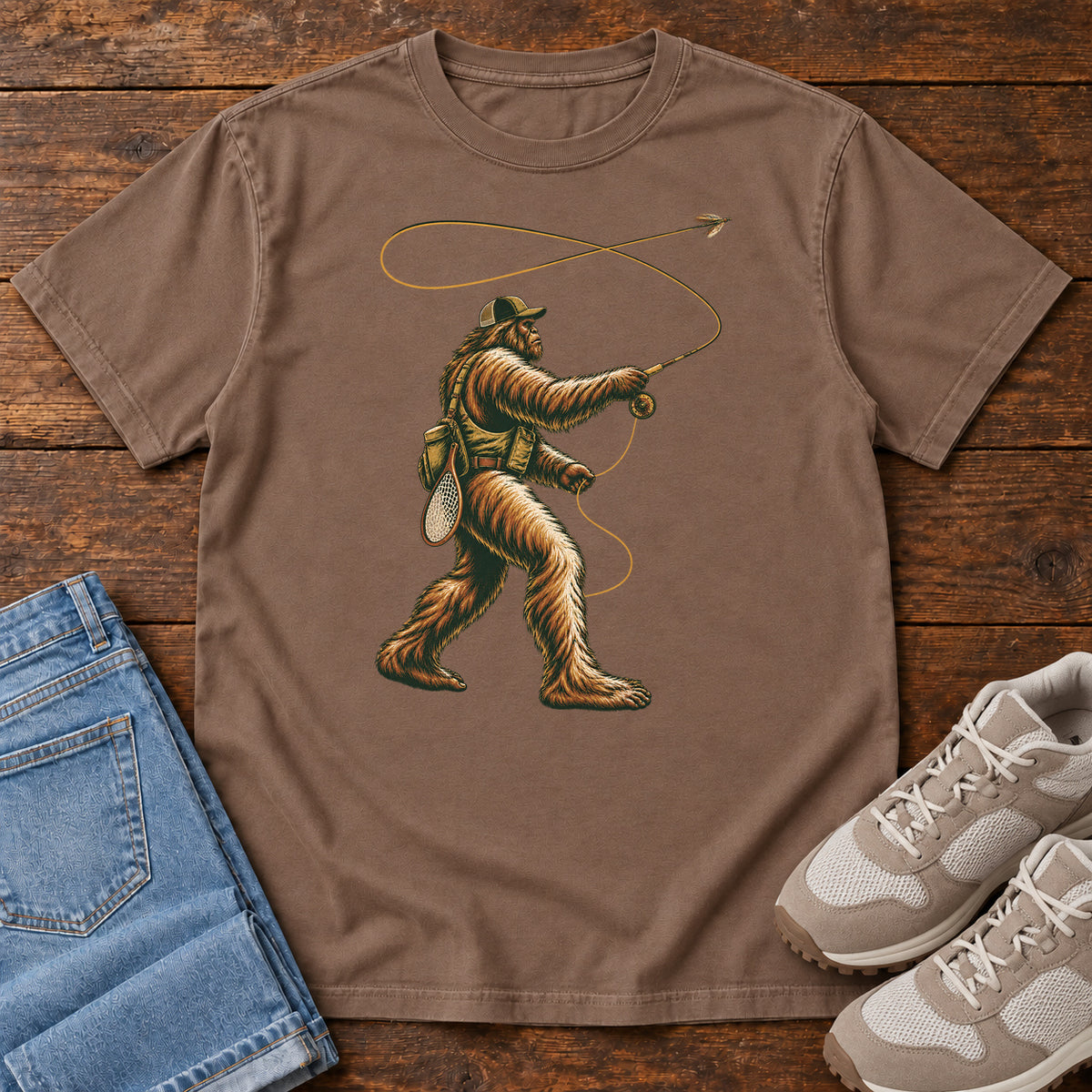 Bigfoot Fly Fishing T-Shirt in Espresso