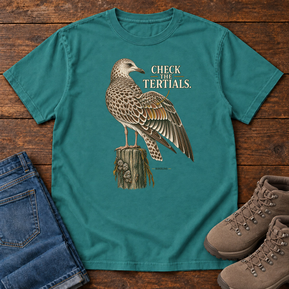 Check the Tertials Gull T-Shirt in Emerald