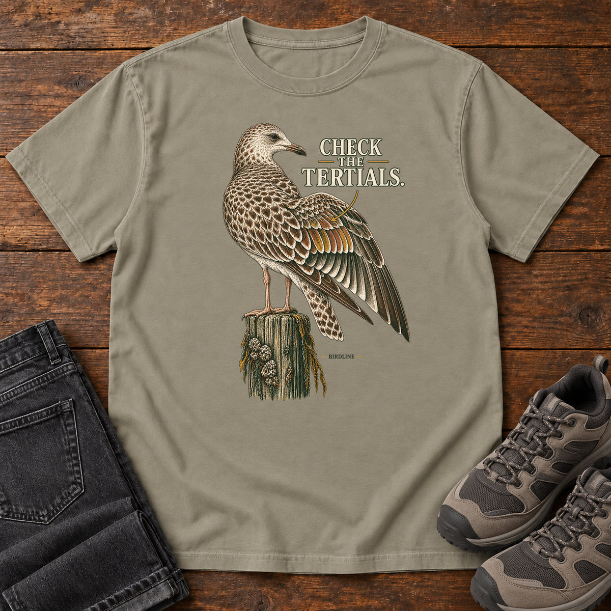 Check the Tertials Gull T-Shirt in Sandstone