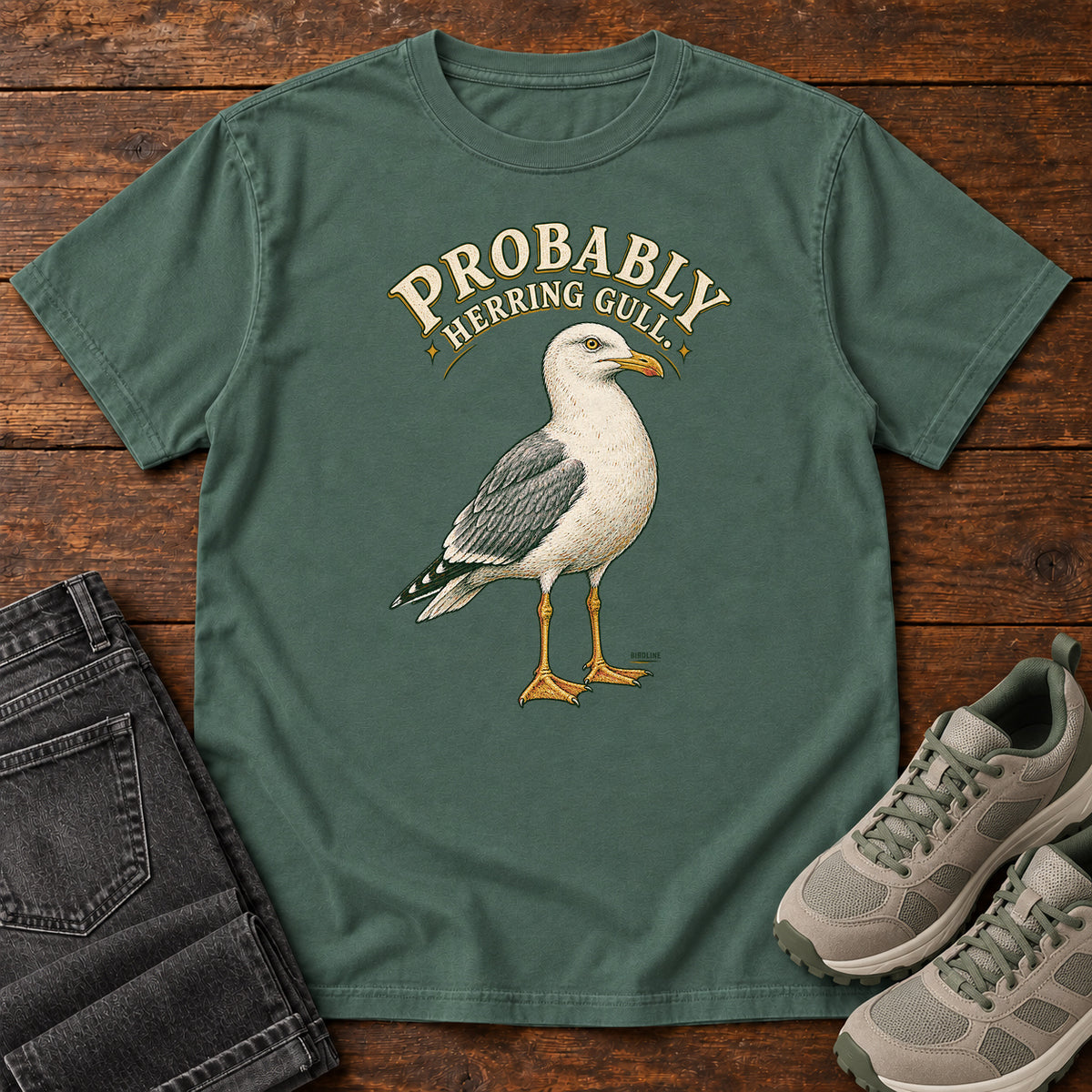Probably Herring Gull T-Shirt – Portrait in Blue Spruce