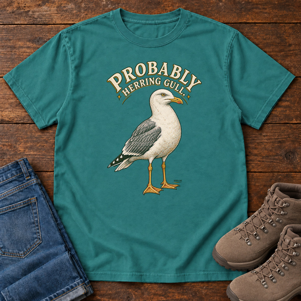 Probably Herring Gull T-Shirt – Portrait in Emerald