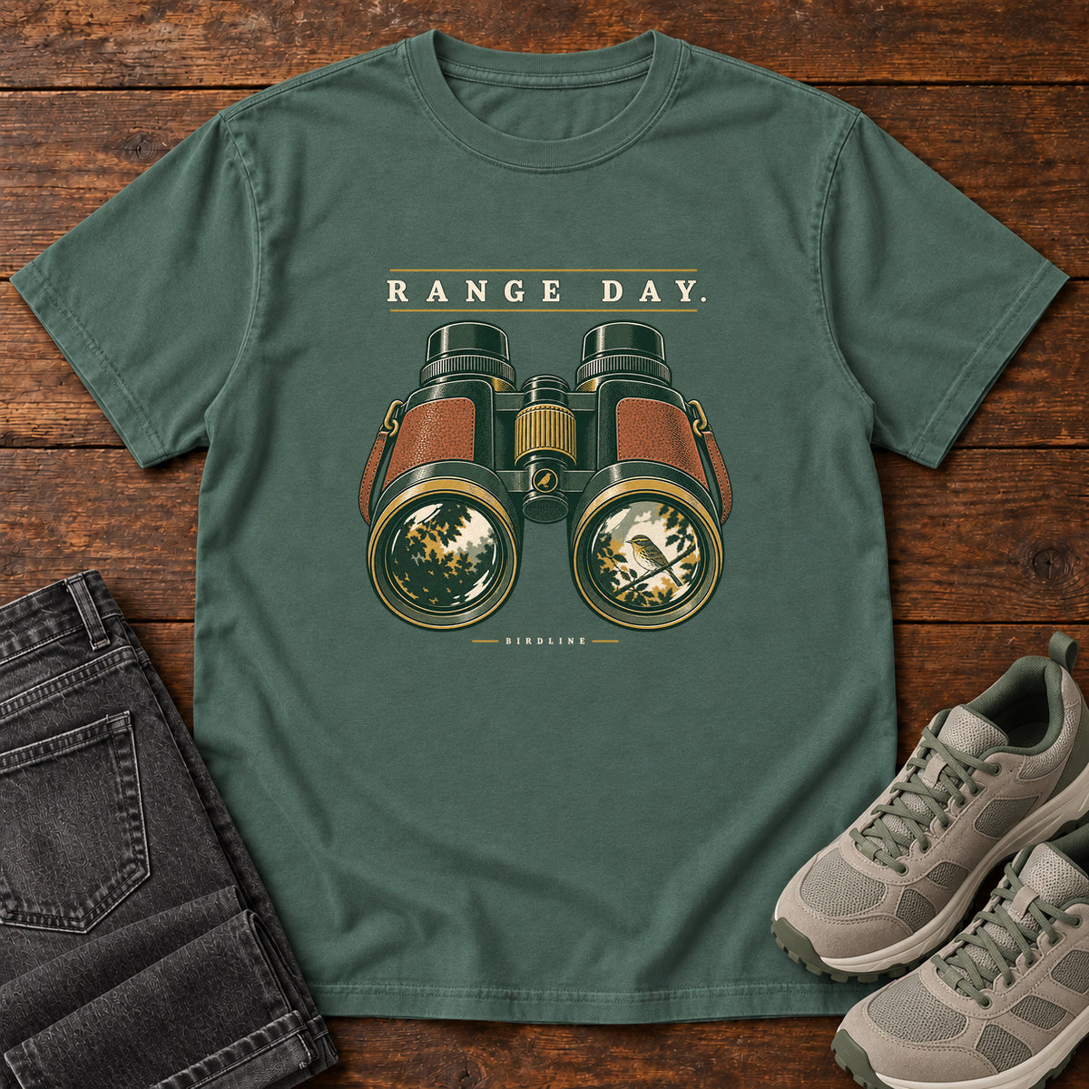 Range Day Binoculars T-Shirt in Blue Spruce