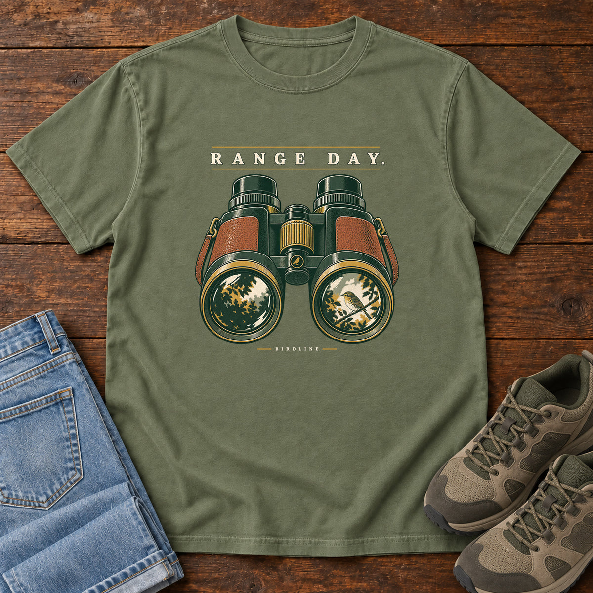 Range Day Binoculars T-Shirt in Moss
