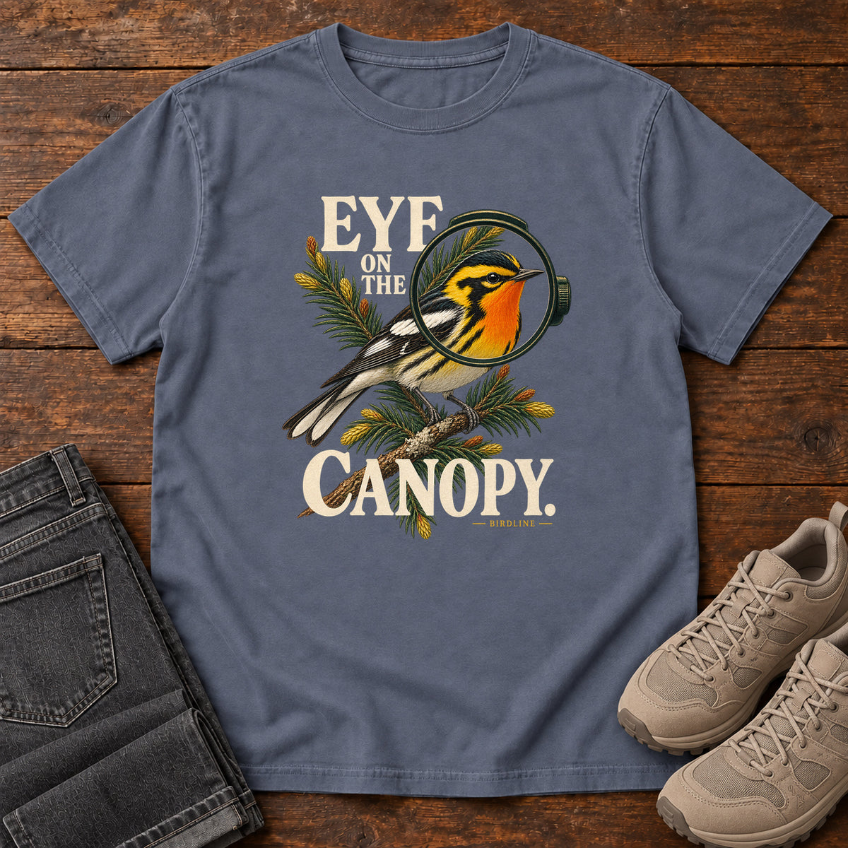 Eye on the Canopy Warbler T-Shirt in Denim