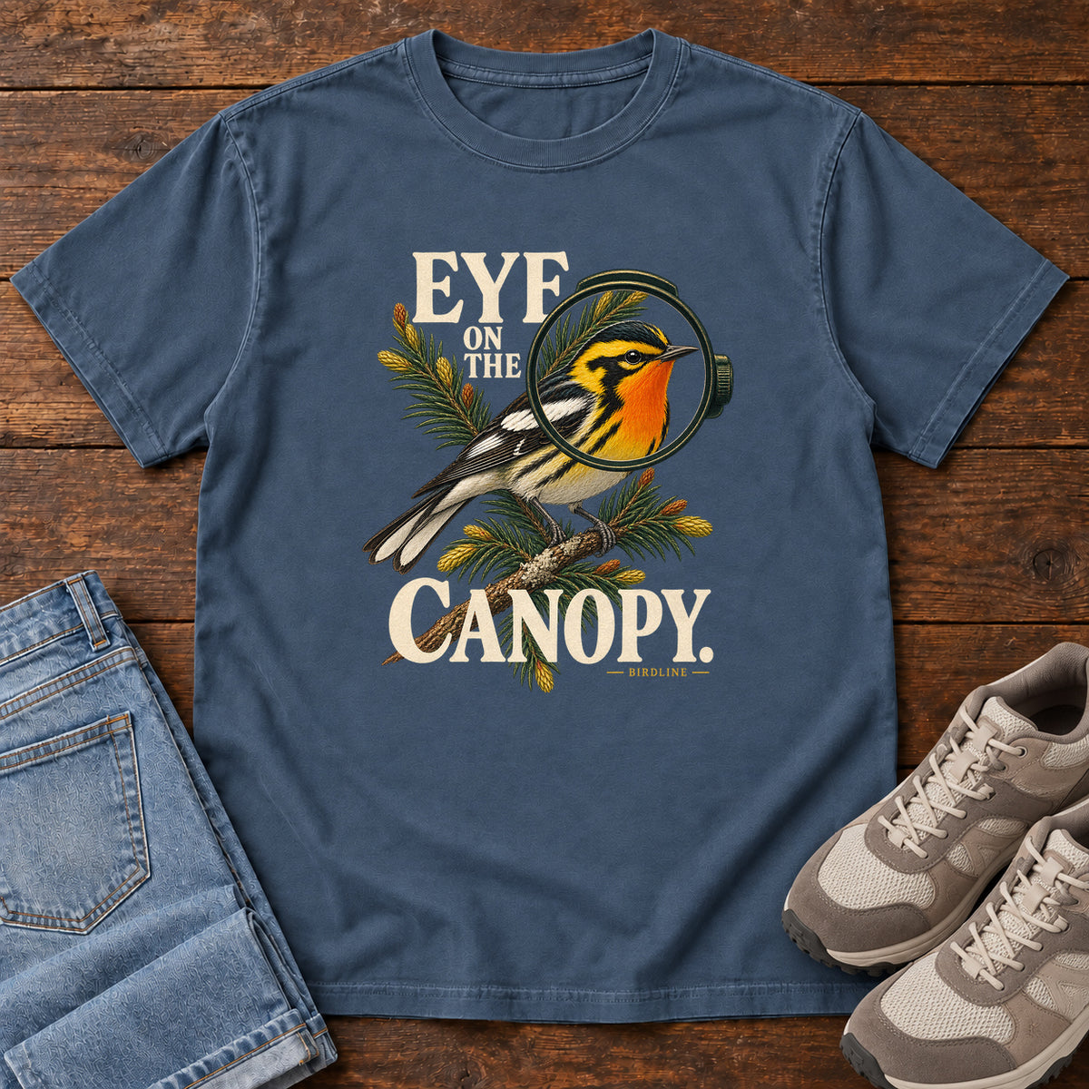 Eye on the Canopy Warbler T-Shirt in Midnight