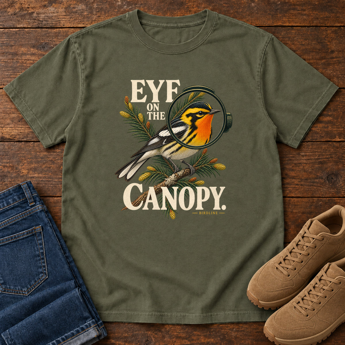 Eye on the Canopy Warbler T-Shirt in Sage