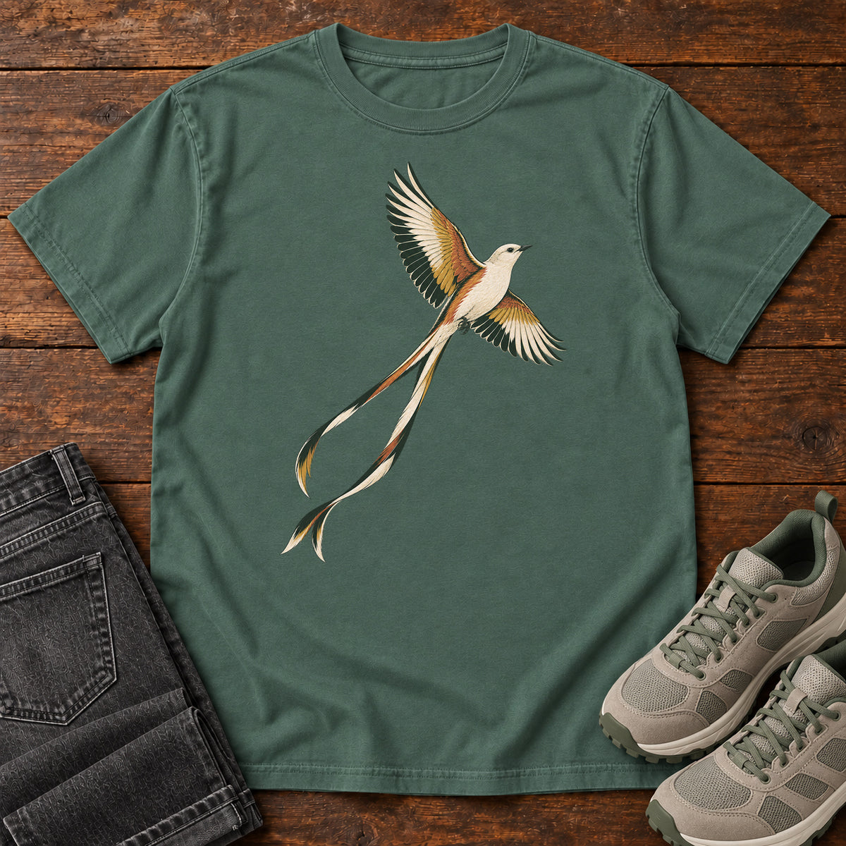 Scissor Tailed Flycatcher T-Shirt in Blue Spruce