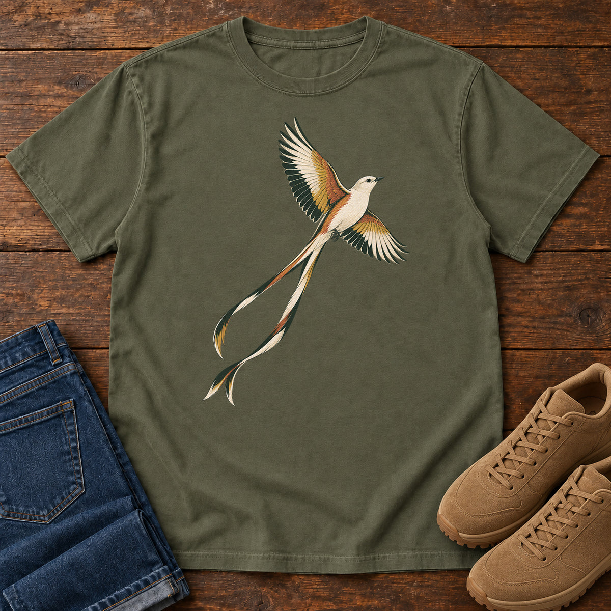 Scissor Tailed Flycatcher T-Shirt in Sage