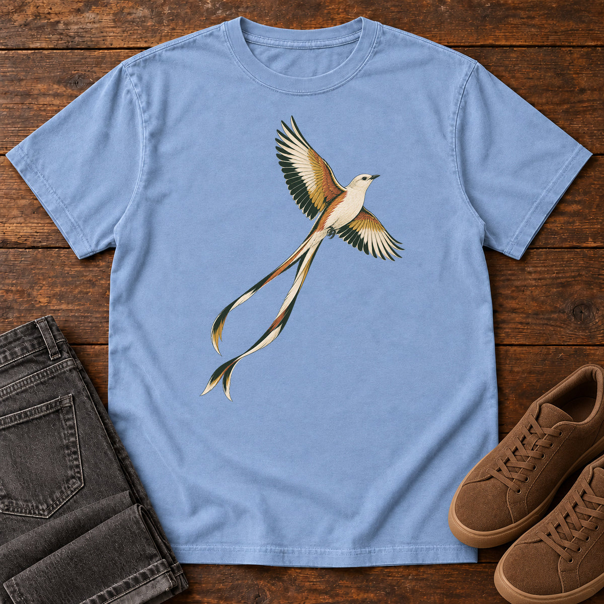 Scissor Tailed Flycatcher T-Shirt in Washed Denim