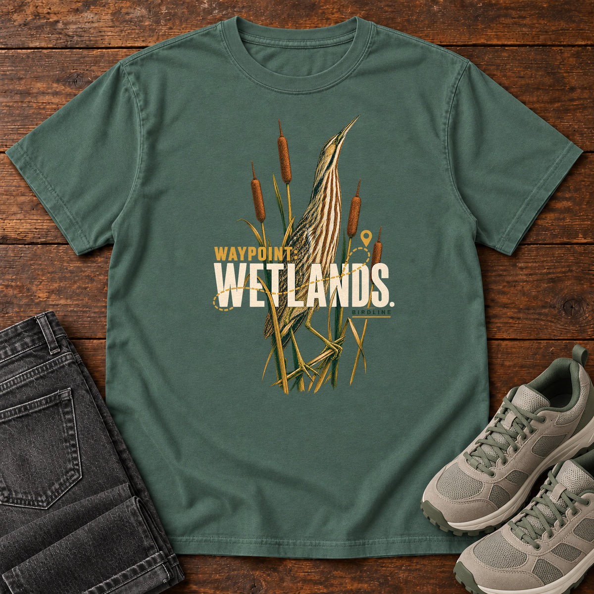 Waypoint Wetlands Bittern T-Shirt in Blue Spruce